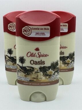 (3X) Old Spice Deodorant Oasis Vanilla Argan Oil Antiperspirant 2.6 Oz EXP 11/27